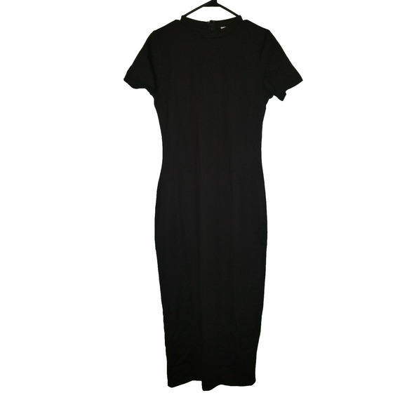 bohme Dresses & Skirts - BOHME Dress Black Midi Bodycon Short Sleeve Size Womens Large Round Neck ELEGANT